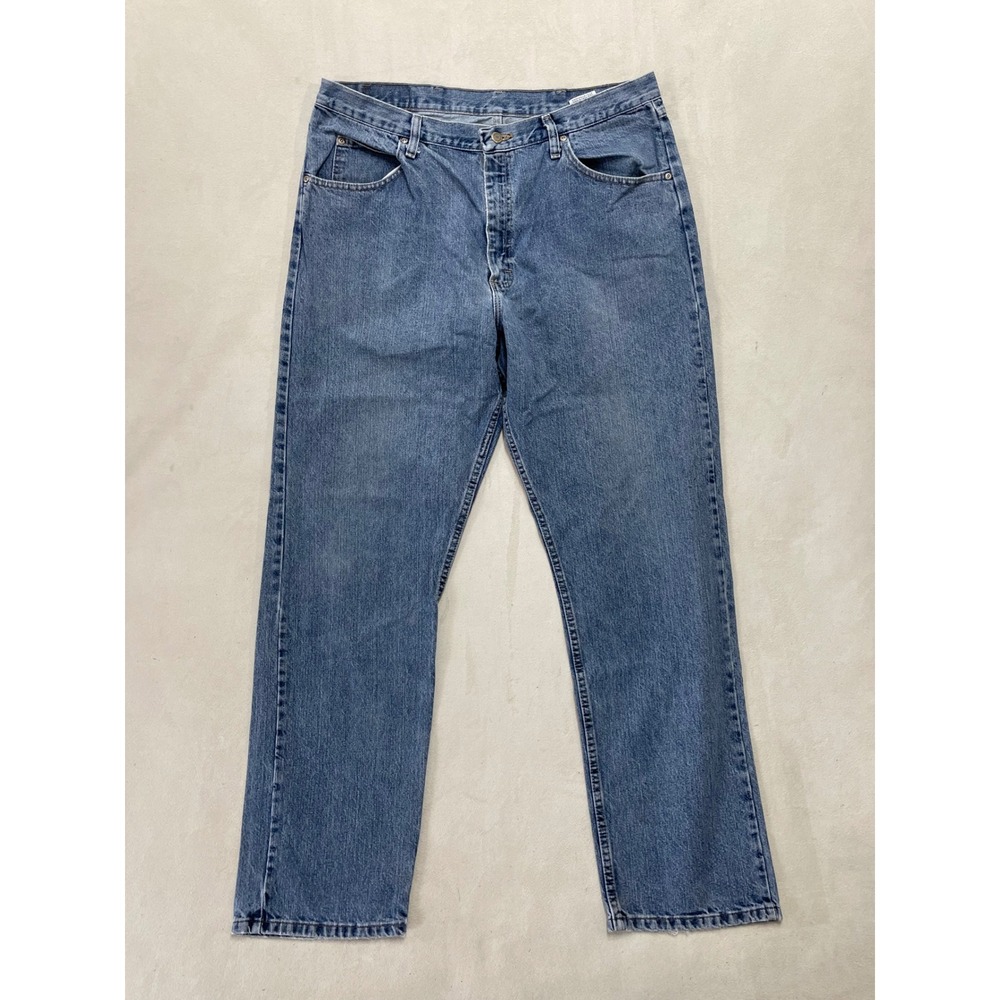Wrangler Authentic Jeans Mens 38x34 Relaxed Fit Blue Denim 97601VR Cotton
